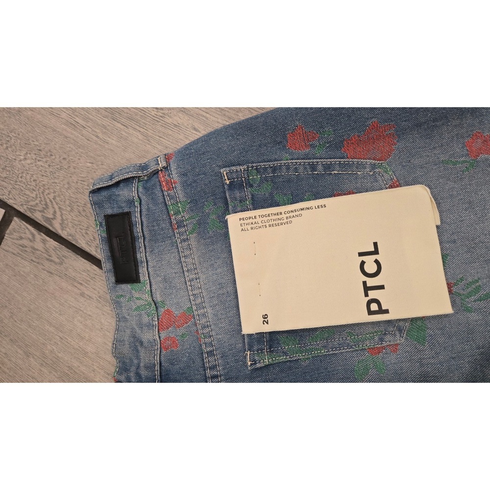 PTCL Ethikal Brand Floral Rose Print Straight Leg Jeans Light Wash Blue Size 26 - Picture 6 of 6